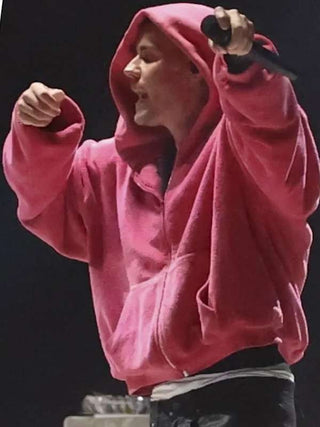 Coachella Justin Bieber Pink Zipper Hoodie