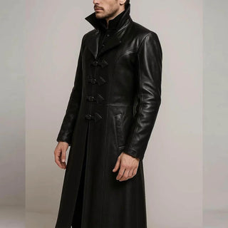Dracula Leather Black Trench Coat For Men & Women