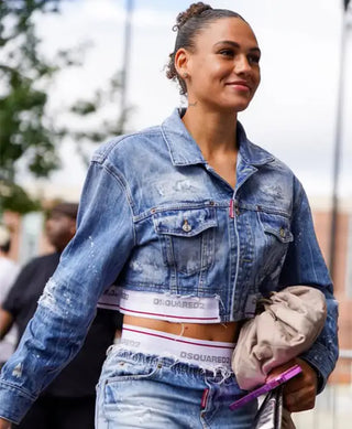 Dsquared2 Trinity Rodman Denim Blue Cropped Jacket For Women