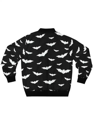 Halloween Bat Print Black Bomber Jacket