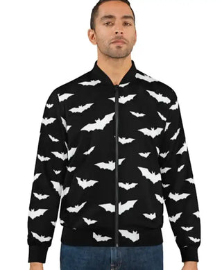 Halloween Bat Print Bomber Jacket