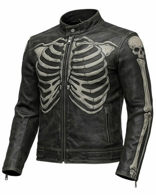 Halloween Distressed Black Skeleton Jacket