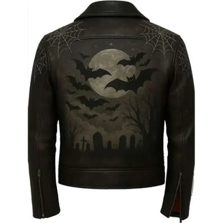 Halloween Graveyard Biker Leather Jacket