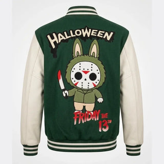 Halloween Horror Slasher Green Varsity Jacket