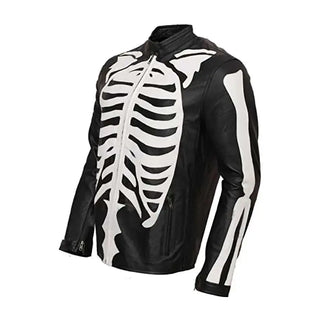 Halloween Party Skeleton Bones Leather Jacket