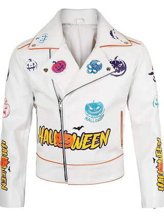 Halloween Pumpkin Biker Leather Jacket