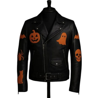 Halloween Pumpkin Motorcycle Leather Jacket