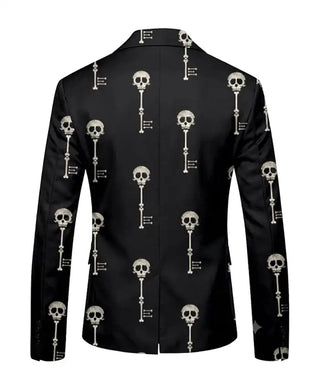 Halloween SKull Bone Printed Black Blazer