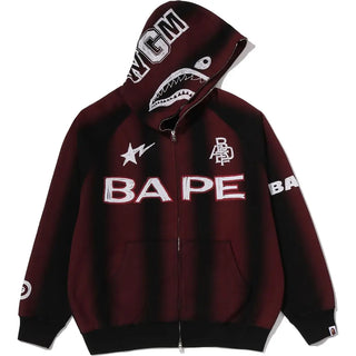 Hand Draw Football Shark Relaxed Fit Full Zipper Fleece Hoodie