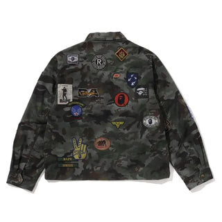 Hybrid Camo Multi Badge Shark Relaxed Fit Zip Hooded Jacket