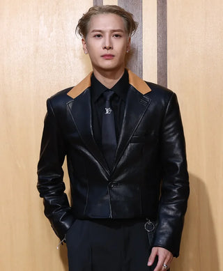 Jackson Wang Louis Vuitton SS27 Black Leather Jacket