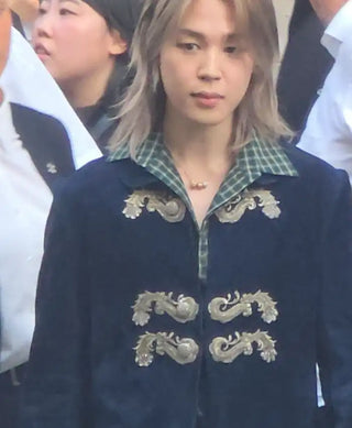 Jimin Dior Fashion Show Blue Napoleon Coat Jacket