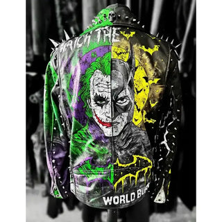 Joker Vs Batman Leather Biker Jacket For Men & Women