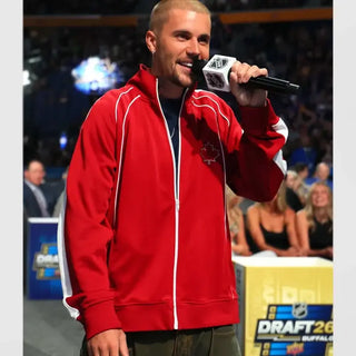 Justin Bieber NHL Draft Maple Leafs Red Jacket