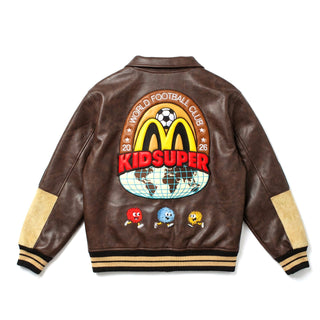 KidSuper X McDonald's Distressed Brown Faux Leather Jacket