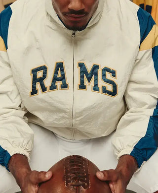 LA Rams x Elwood Helmet Off White Retro Jacket