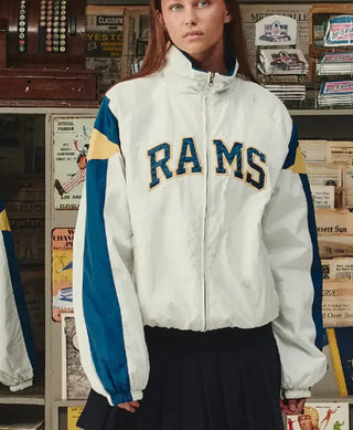 LA Rams x Elwood Helmet Off White Retro Track Jacket
