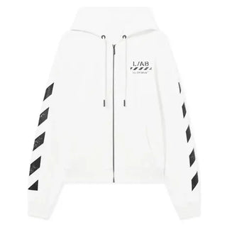 L/AB Core Diagonal White Zipper Hoodie