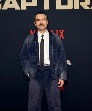 La Captura Netflix Premiere Alfonso Herrera Suede Jacket