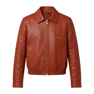 Lil Baby Louis Vuitton SS27 Leather  Brown Zipper Jacket