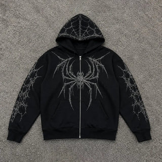 Men Black Gothic Spider Man Printed jacket