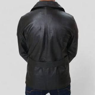 Men's Classic Black Genuine Leather Blazer