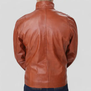 Fashionable Men's Genuine Leather Jacket in Brown