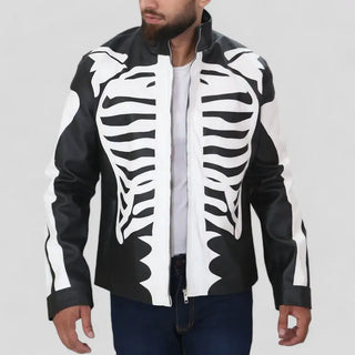 Skeleton Bones Leather Jacket for Men – Edgy Style