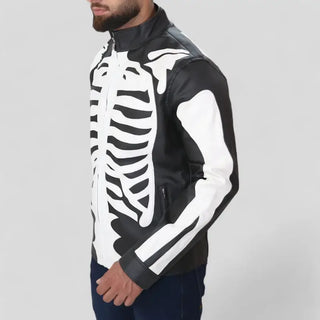 Men's Jacket with Bold Skeleton Bones Design