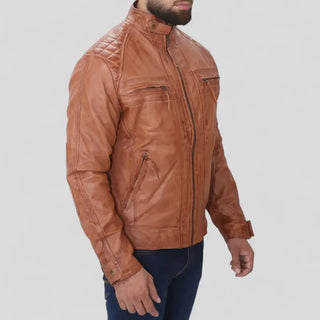 Men's Fashion Leather Biker Jacket – Slim Fit Design