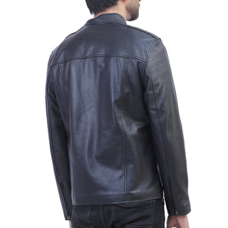 Mens Cafe Racer Black Leather Jacket