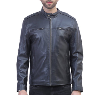 Mens Cafe Racer Black Leather Jacket