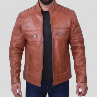 Men's Classic Cafe Racer Leather Jacket