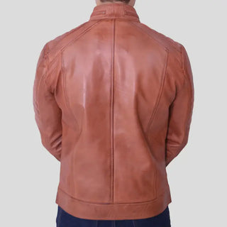 Men's Brown Leather Cafe Racer Jacket