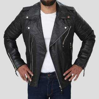 Men's Black Quilted Leather Jacket