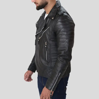 Men's Black Quilted Moto Jacket