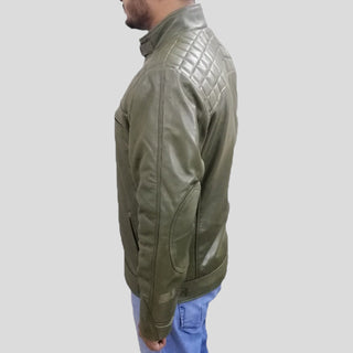 Mens green leather jacket