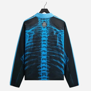 Messi x Kith x Adidas Skeleton Black & Blue Round Collar Goalkeeper Tee