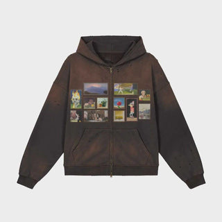 Minecraft Painting Gallery Brown Hoodie