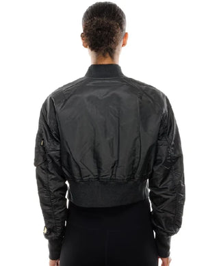 NY Alpha x New Era L-2B Cropped Bomber Black Zipper Jacket