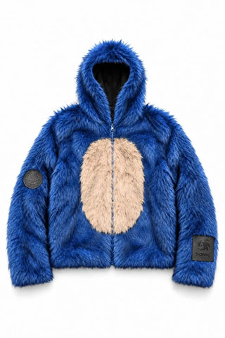 Neptun x Sonic  Faux Fur Blue Hooded Jacket