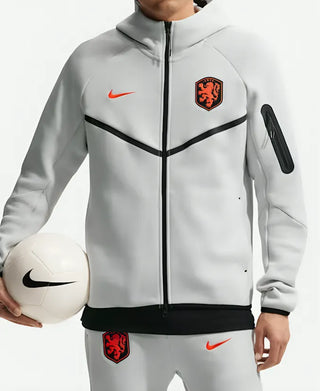 Netherlands 2026 Nike Tech Fleece Windunner White Zipper Hoodie
