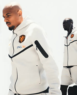 Netherlands Nike 2026 Tech Fleece Windunner White Zip Hoodie