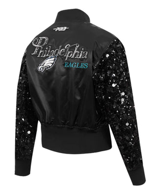 Philadelphia Eagles Show Time Sequin Black cropped Jacket