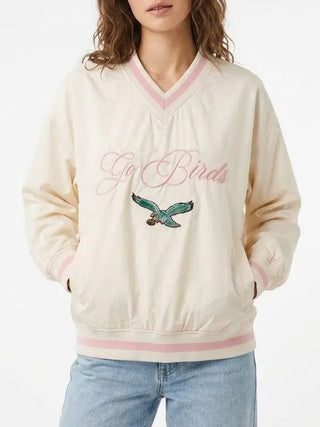 Philadelphia Eagles Popover Satin Cream Jacket