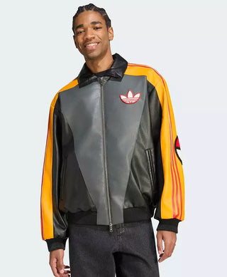 Pokemon Adidas 8 Ball pikachu leather bomber Jacket front image