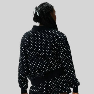 Preorder Polka Dot  Black Varsity Mockneck