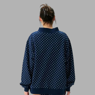 Preorder Polka Dot  Navy Mockneck