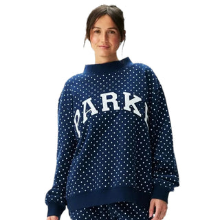 Preorder Polka Dot  Navy Varsity Mockneck