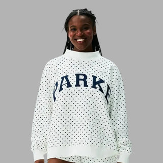 Preorder Polka Dot  White Mockneck Sweatshirt